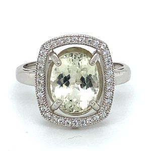 Yellow Kunzite 3.80ct White Gold Finish Solid 925 Sterling Silver Ring